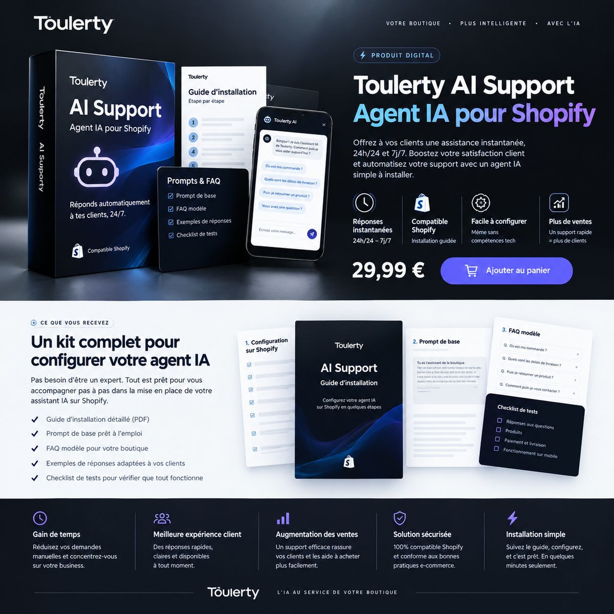 Toulerty AI Support — Agent IA pour Shopify